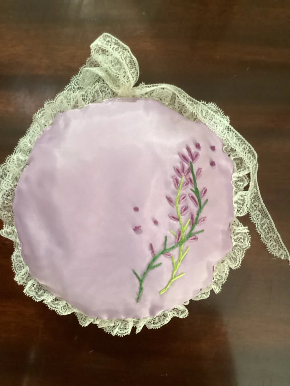 Vintage Handmade Embroidered Lavender Sachet Pillow